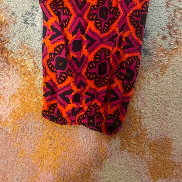 Banana Republic Strapless Patterned Jumpsuit Red Purple Navy Size 2 Pockets - Picture 4 of 6